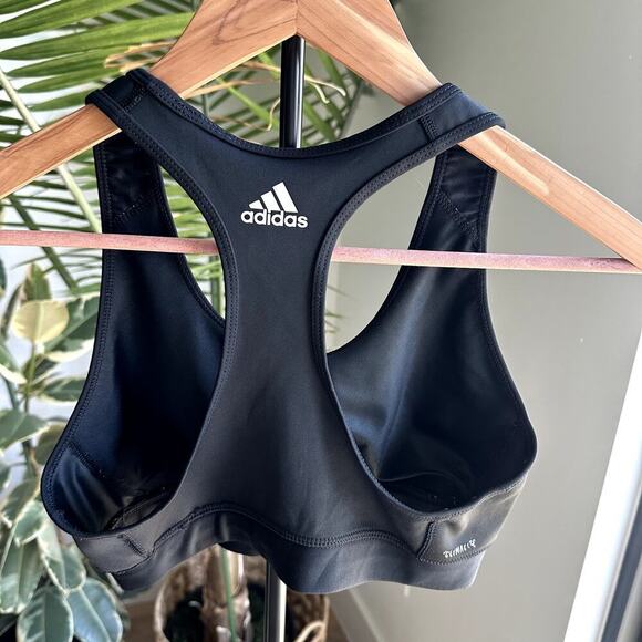 Adidas Climalite Black Racerback Sports Bra M Gym Activewear Running - Picture 2 of 6
